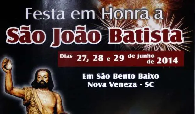 Confira a programação da Festa de São João Batista em São Bento Baixo
