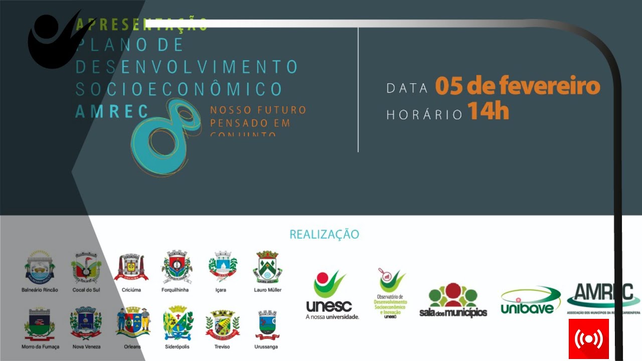 Entrega do Plano de Desenvolvimento Socioeconômico da AMREC - Unesc/Unibave