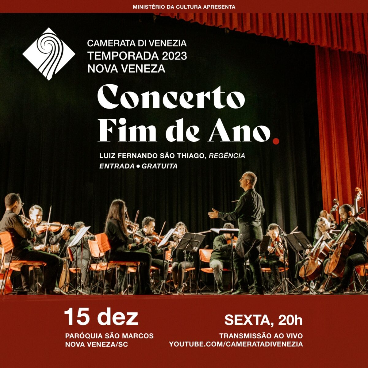 Camerata di Venezia apresenta o “Concerto Fim de Ano” em Nova Veneza, com sucessos da temporada e temas de natal