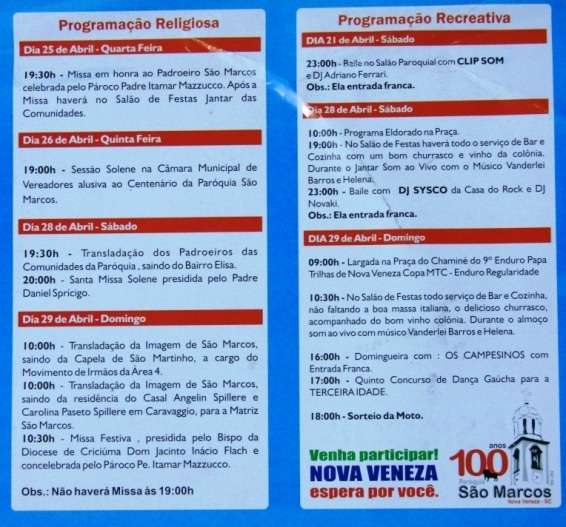 Missa e jantar dão início a programação religiosa da Paróquia São Marcos