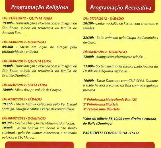 Festa em São Bento Alto neste final de semana