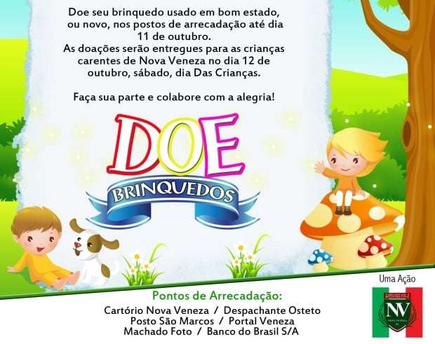 Cartório de Nova Veneza promove a campanha "Doe um brinquedo, ganhe um sorriso" 2 Cartório de Nova Veneza promove a campanha "Doe um brinquedo, ganhe um sorriso"
