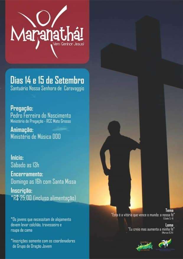 Maranathá promete renovar a fé de centenas de jovens neste fim de semana em Caravaggio 2 Maranathá promete renovar a fé de centenas de jovens neste fim de semana em Caravaggio
