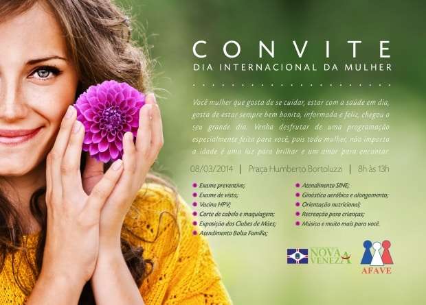 Dia Internacional da Mulher terá programação especial em Nova Veneza 1 Dia Internacional da Mulher terá programação especial em Nova Veneza