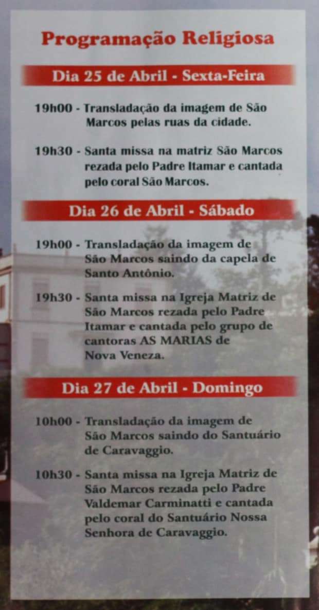 Confira a programação da Festa de São Marcos
