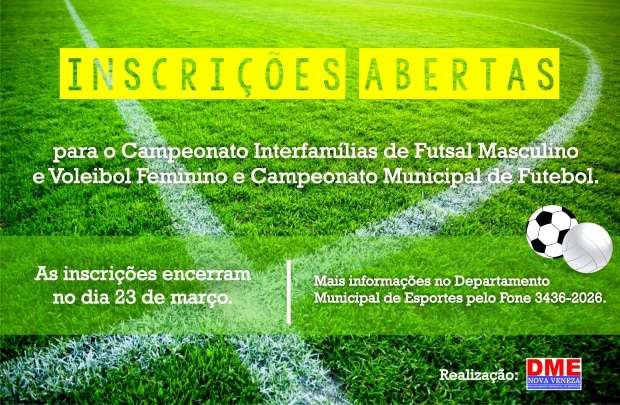 Abertas as inscrições para o Campeonato Interfamílias