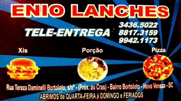 Enio Lanches - Toda 4ª, 5ª e 6ª feira rola a Promoção de Pizzas no Ênio Lanches. Pizza média a R$15,00 e grande a R$20,00. Peça já a sua pelos telefones: 3436 5022 / 8817 3159 / 9942 1173