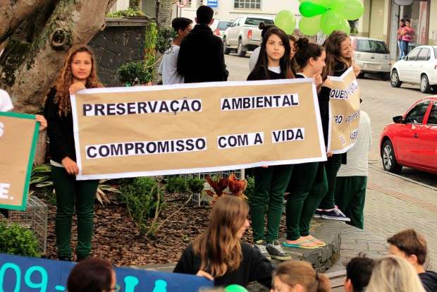 Em comemoração ao Dia da Árvore, alunos “abraçam” figueira da praça 11 Em comemoração ao Dia da Árvore, alunos “abraçam” figueira da praça