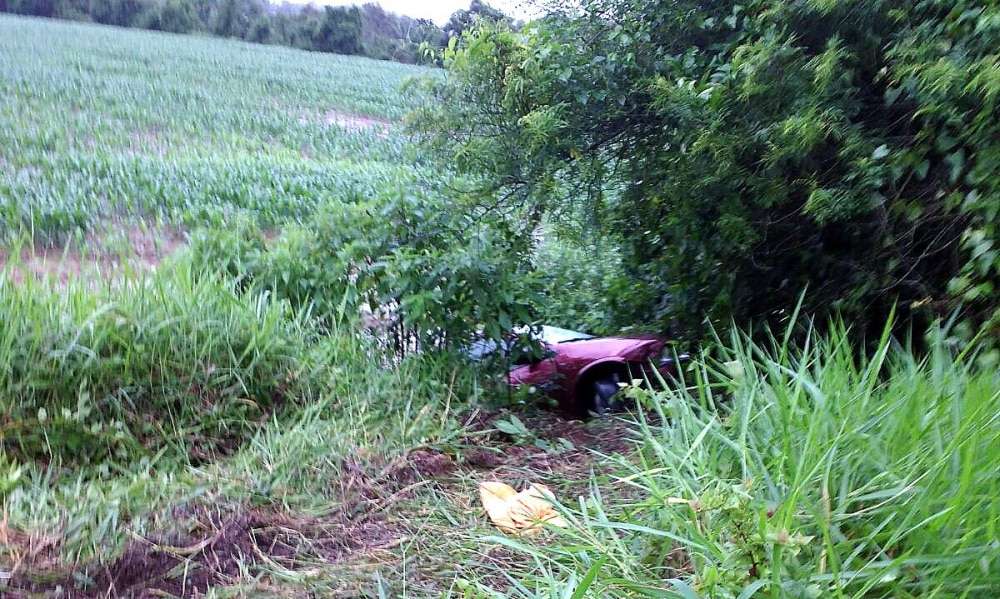 Condutor perde controle da direção e carro sai da pista na SC-446