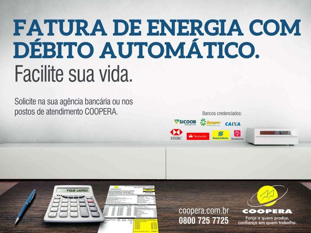 COOPERA incentiva pagamento de fatura por débito automático