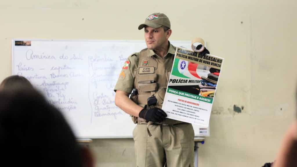 Com previsão de frio prolongado, Polícia Militar mobiliza Nova Veneza para Campanha do Agasalho 1 Com previsão de frio prolongado, Polícia Militar mobiliza Nova Veneza para Campanha do Agasalho