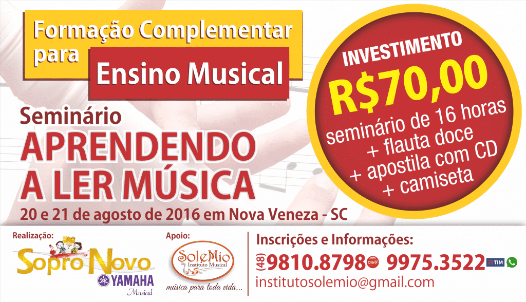Seminário para difundir a música nas escolas acontece em Nova Veneza neste fim de semana 3 Seminário para difundir a música nas escolas acontece em Nova Veneza neste fim de semana