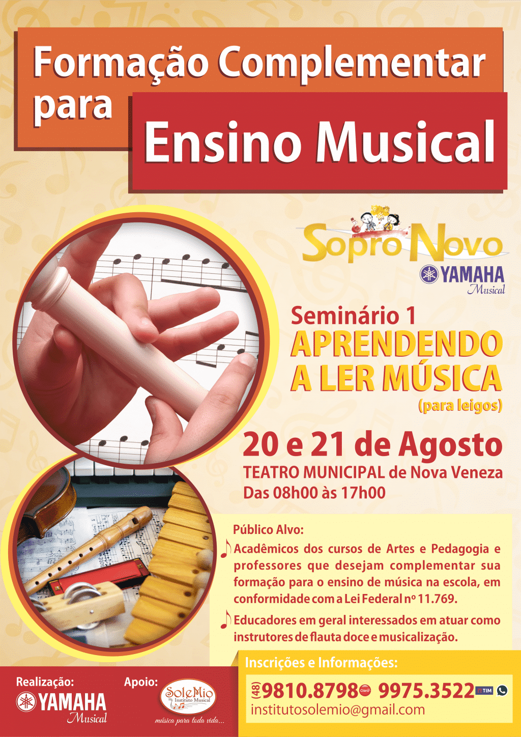 Seminário para difundir a música nas escolas acontece em Nova Veneza neste fim de semana 2 Seminário para difundir a música nas escolas acontece em Nova Veneza neste fim de semana