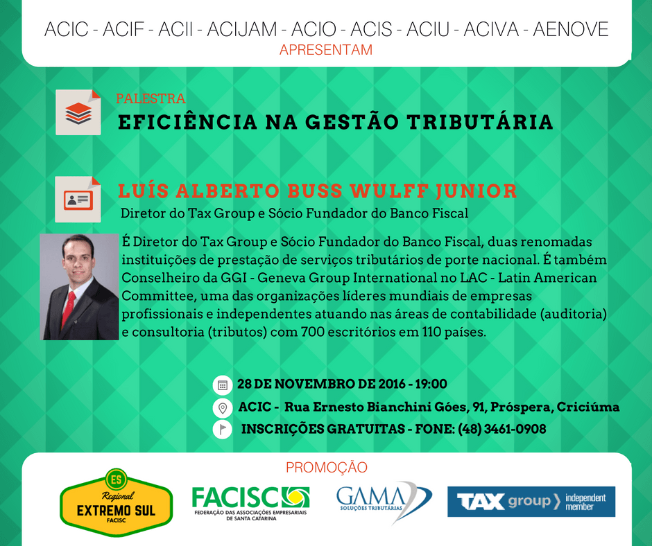 AENOVE convida para palestra sobre a “Eficiência da Gestão Tributária” 1 AENOVE convida para palestra sobre a “Eficiência da Gestão Tributária”