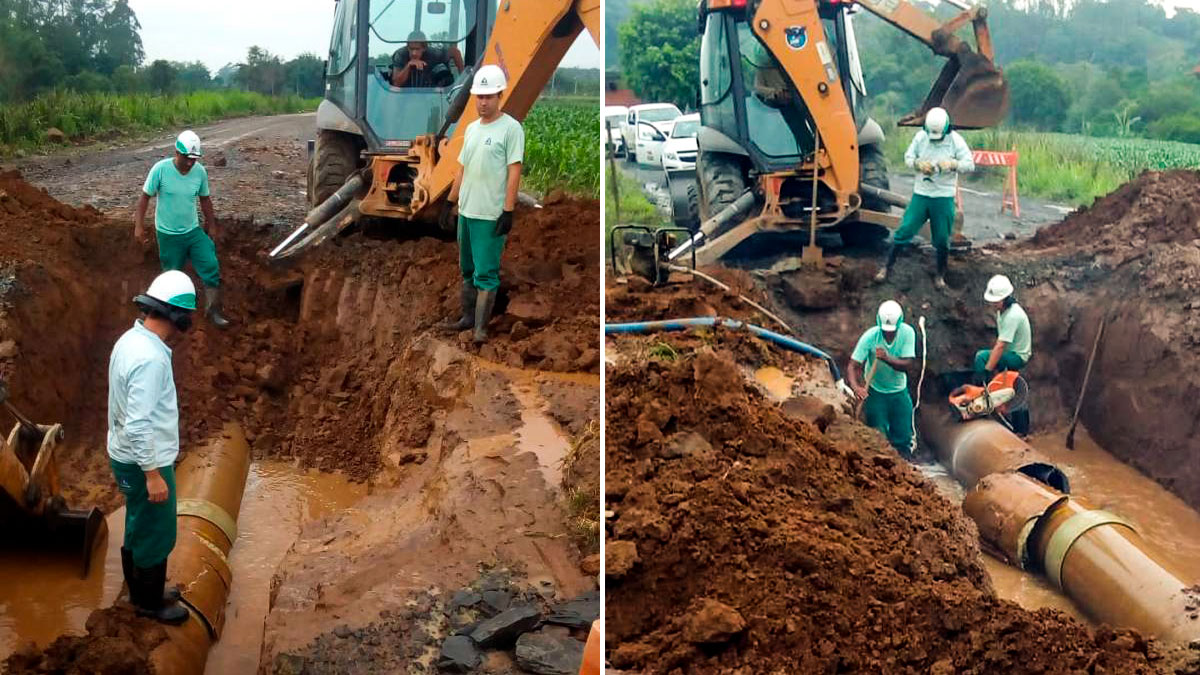 Falta d’água: conserto de adutora deve ser finalizando somente à noite (vídeo)