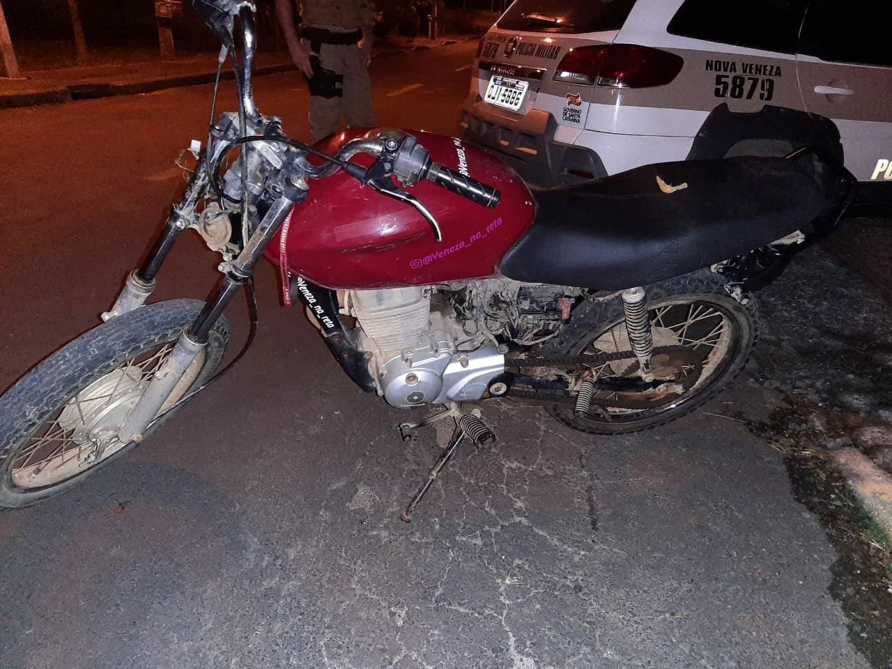 Polícia Militar recupera em Nova Veneza moto possivelmente fruto de furto ou roubo