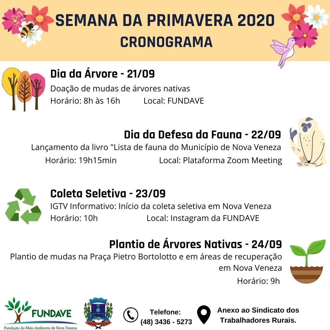 Fundave promove atividades em comemoração da Semana da Primavera 2020 1 Fundave promove atividades em comemoração da Semana da Primavera 2020