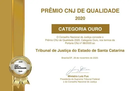 Reconhecimento Nacional: PJSC recebe Prêmio CNJ de Qualidade na Categoria Ouro