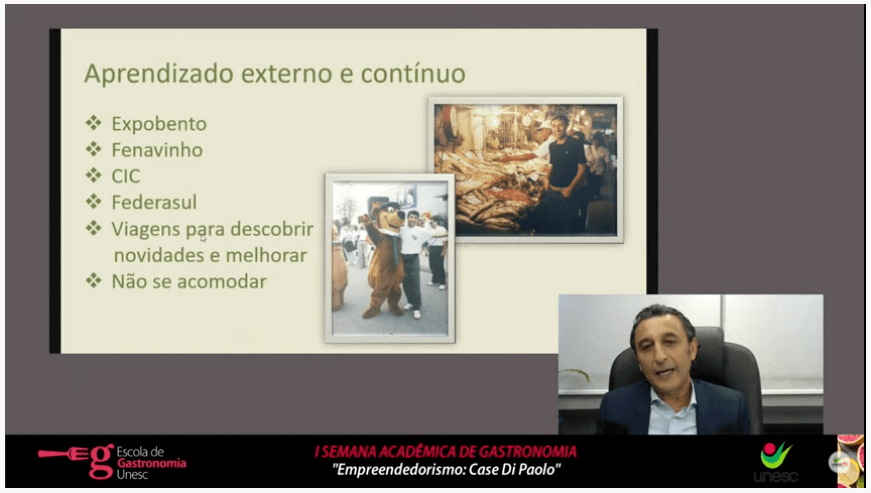 Fundador da rede Di Paolo compartilha pitadas de segredos do sucesso em palestra promovida pelo curso de Gastronomia da Unesc