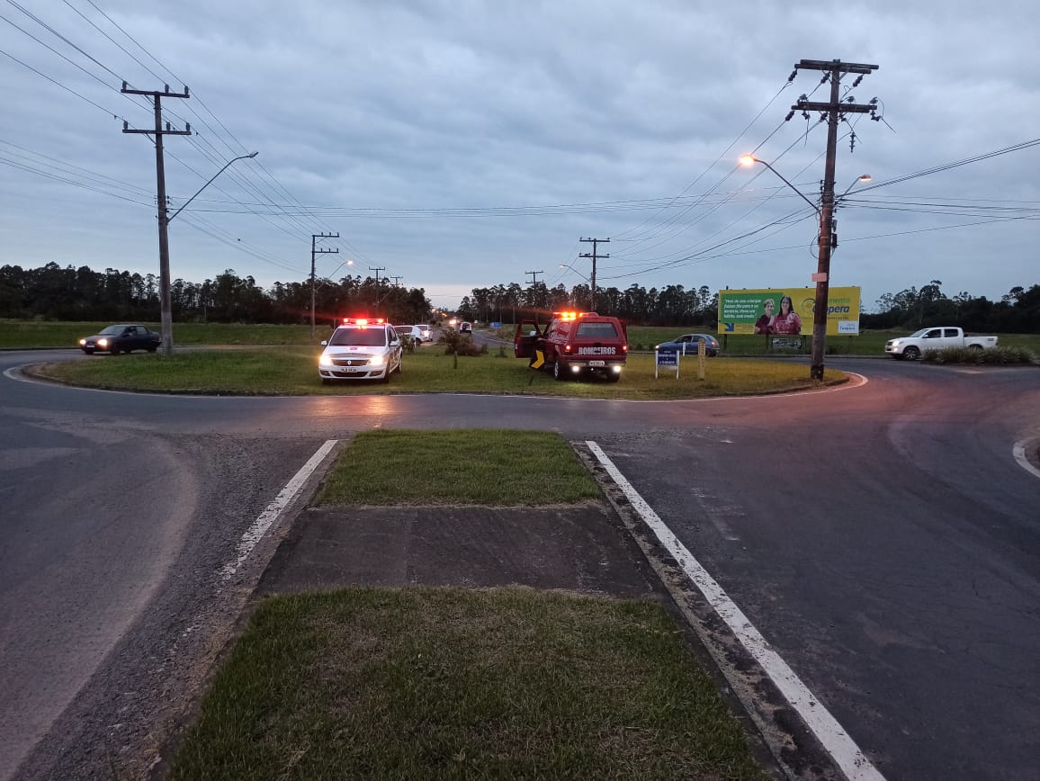 Após colisão com picape, motociclista fica ferido em Nova Veneza