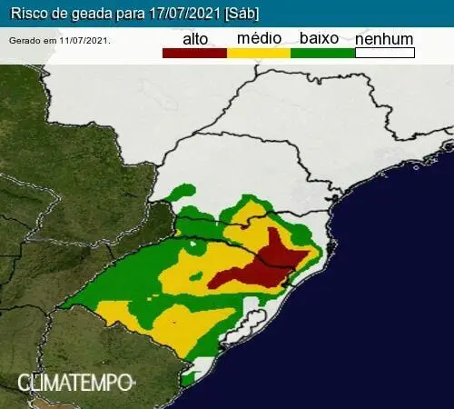 Nova onda de frio vai provocar frio intenso e geada no Brasil