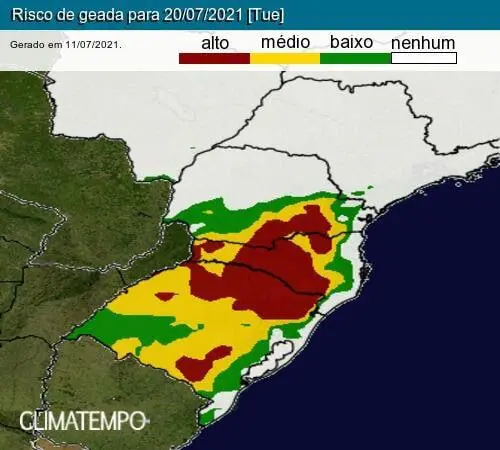 Nova onda de frio vai provocar frio intenso e geada no Brasil