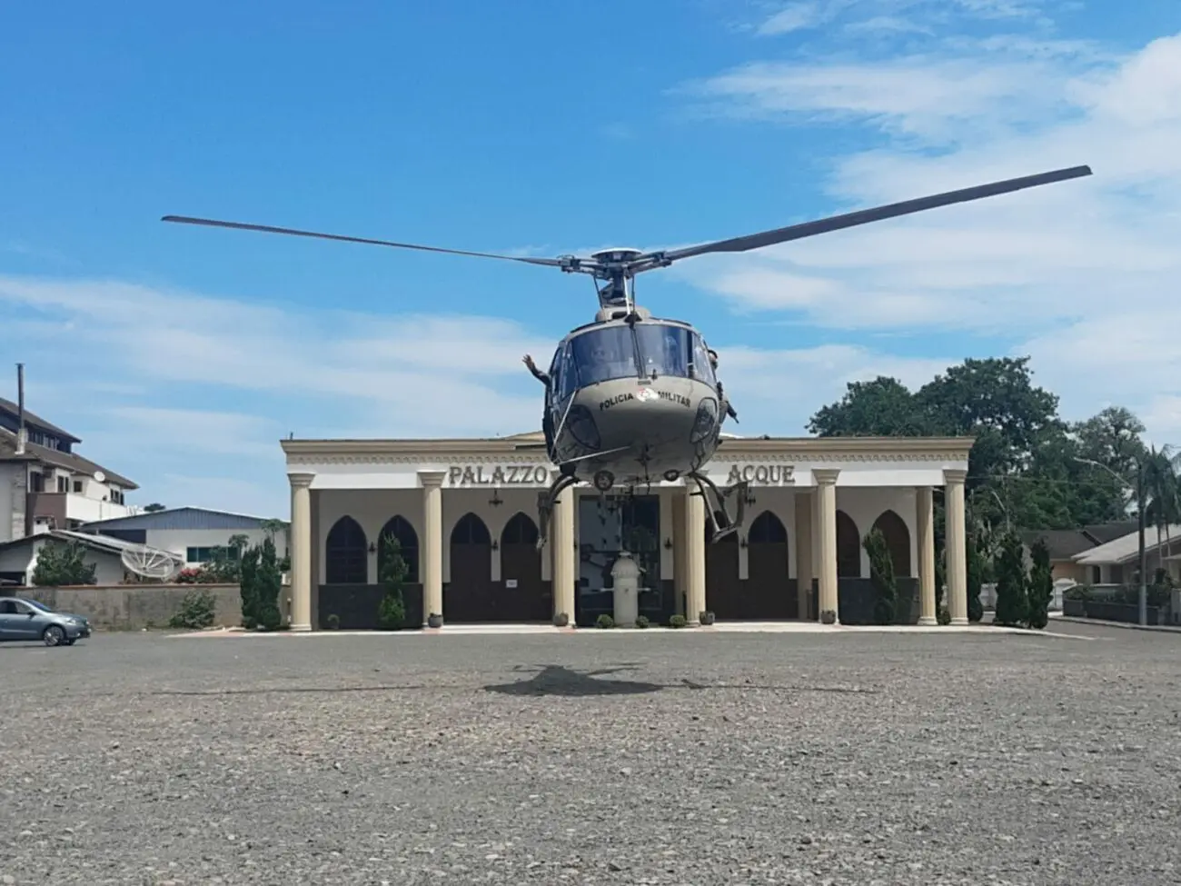 Helicóptero Águia 04 da PM reforça policiamento em Nova Veneza