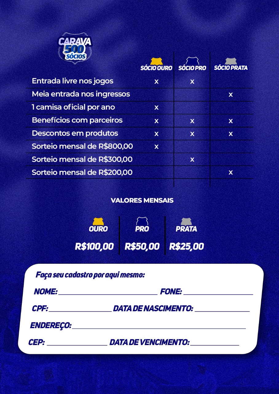 Azulão da Montanha lança campanha “Carava 500 Sócios” 2 Azulão da Montanha lança campanha “Carava 500 Sócios”