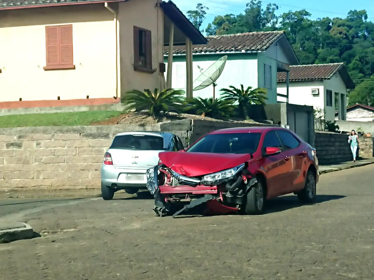 PM registra acidente de trânsito no Centro de Nova Veneza