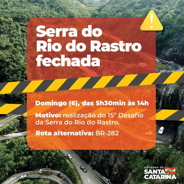 Serra do Rio do Rastro será fechada no domingo para prova ciclística