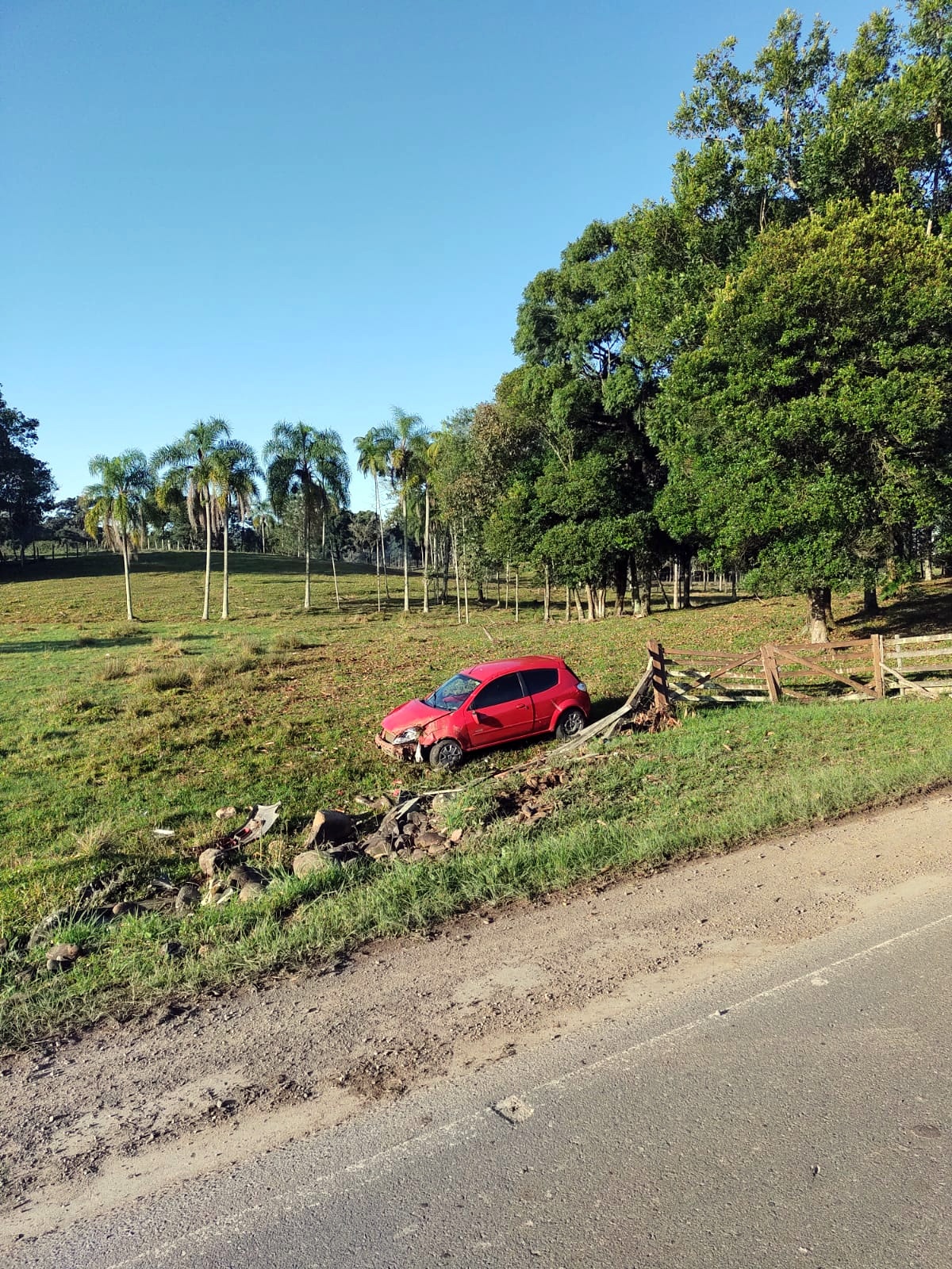 Veículo sai da pista e capota em rodovia de Nova Veneza 3 Veículo sai da pista e capota em rodovia de Nova Veneza