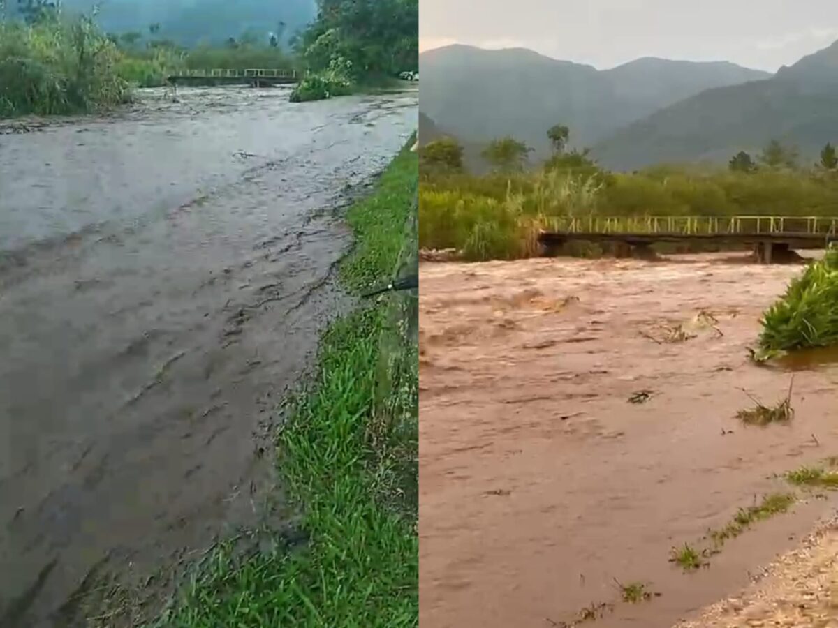 Rio São Bento transborda e invade estrada em Siderópolis após temporal 1 Rio São Bento transborda e invade estrada em Siderópolis após temporal