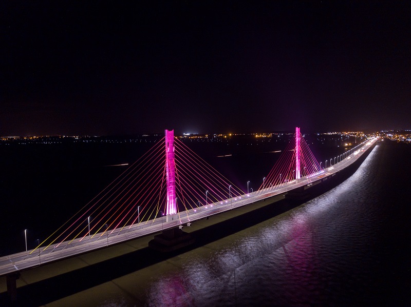Iluminação da ponte Anita Garibaldi homenageia as mulheres 2 Iluminação da ponte Anita Garibaldi homenageia as mulheres