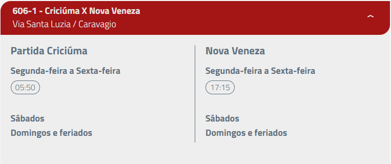 As 3 linhas de ônibus em Nova Veneza e seus horários