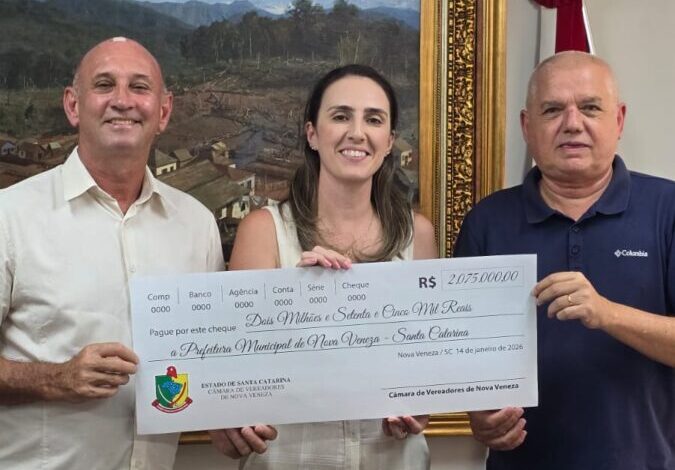 Câmara de Nova Veneza devolve R$ 2,075 milhões à Prefeitura