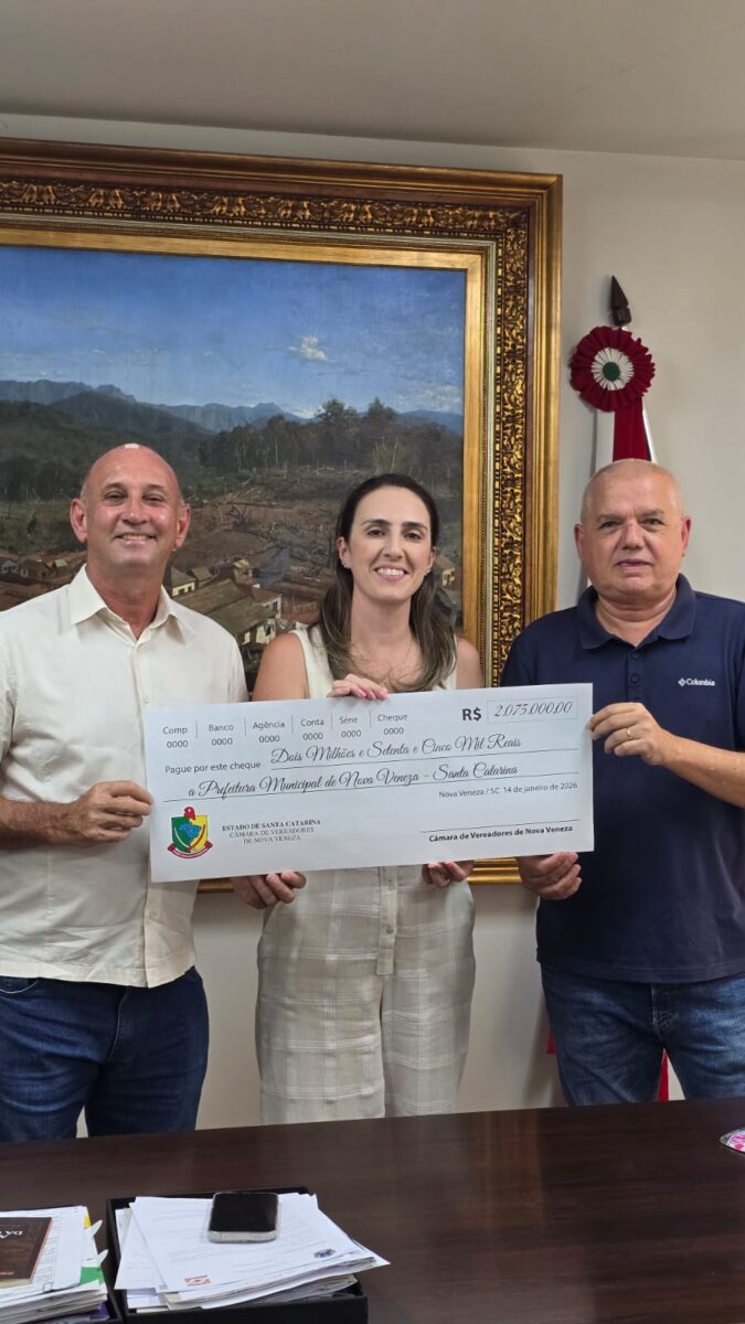Câmara de Nova Veneza devolve R$ 2,075 milhões à Prefeitura