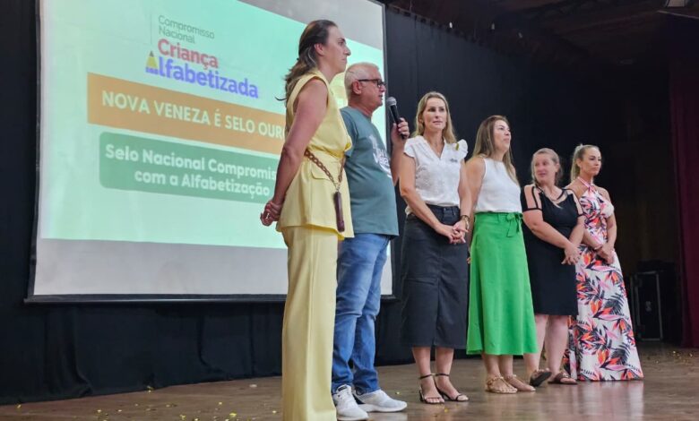 Nova Veneza conquista Selo Ouro de Alfabetização e lidera a região da AMREC