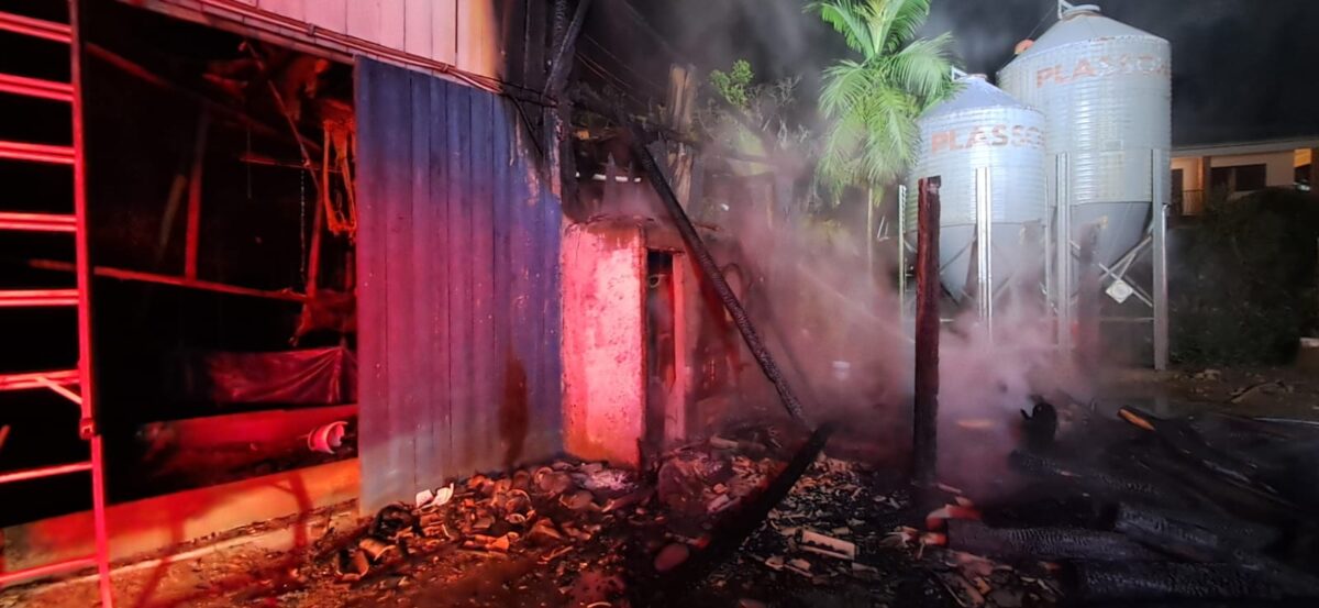 Incêndio atinge aviário no interior de Nova Veneza 1 Incêndio atinge aviário no interior de Nova Veneza