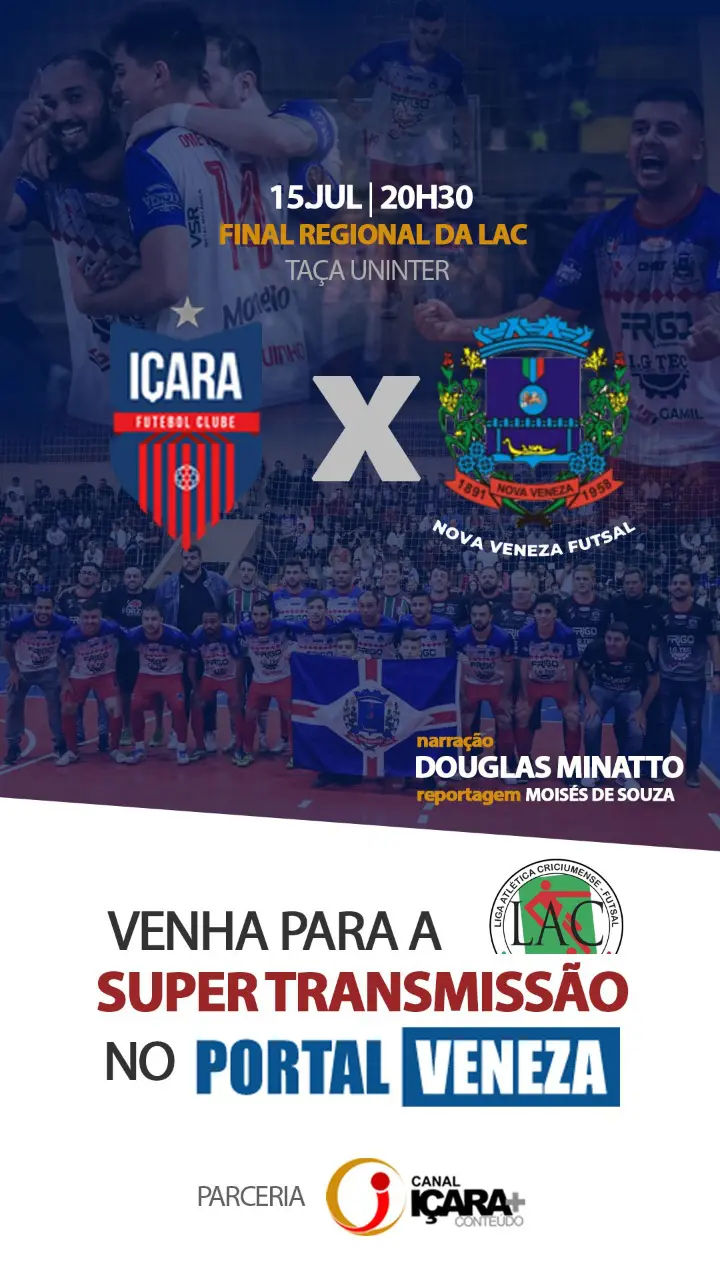 AO VIVO: Final da LAC entre Içara e Nova Veneza Futsal