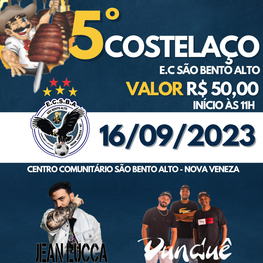 5° Costelaço do Bentão será no próximo sábado em Nova Veneza 1 5° Costelaço do Bentão será no próximo sábado em Nova Veneza