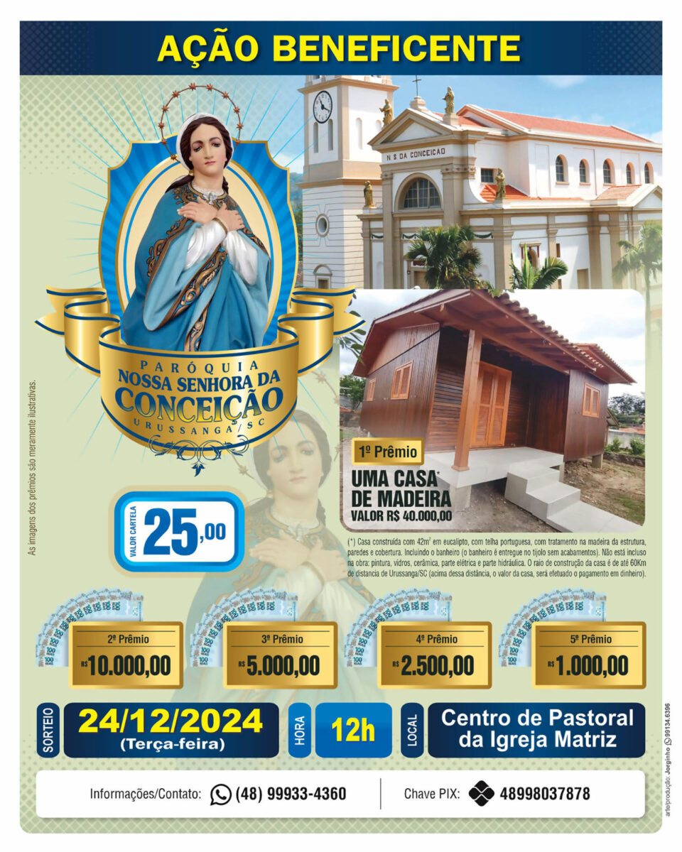 Paróquia de Urussanga sorteará casa de madeira em ação beneficente de Natal