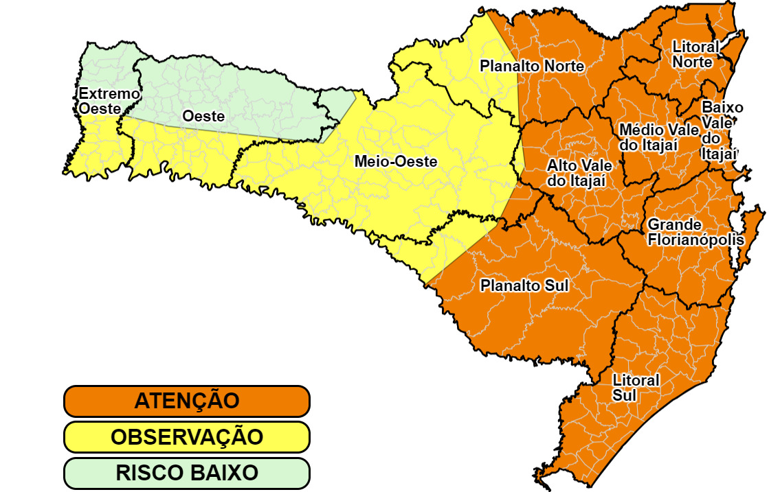 Defesa Civil SC emite aviso para risco de temporais ao longo desta quinta e sexta-feira 1 risco de temporais