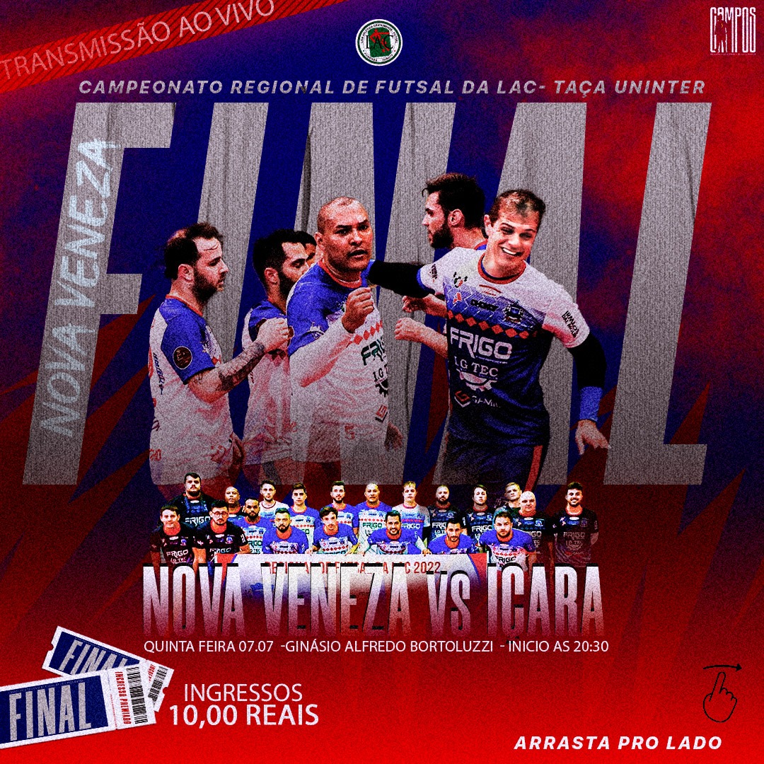Nova Veneza Futsal inicia busca por título na LAC nesta quinta-feira em casa 4 Nova Veneza Futsal inicia busca por título na LAC nesta quinta-feira em casa