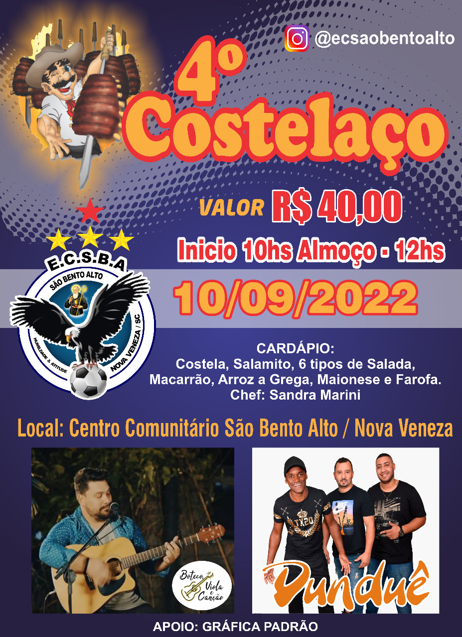 Esporte Clube São Bento Alto irá realizar 4º Costelaço 1 Esporte Clube São Bento Alto irá realizar 4º Costelaço
