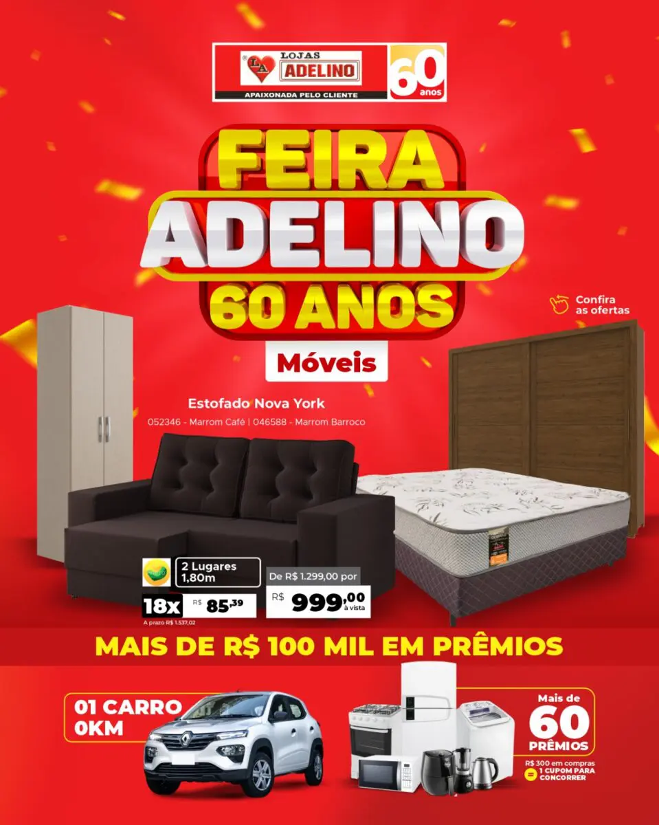 Lojas Adelino Nova Veneza: diversos produtos em promoção com frete e montagem gratuitos